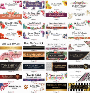 Office Desk Name Plate Personalized | Custom Name Plates for Desks | Flowers Designs On Clear Acrylic Glass | Office Desk Decor