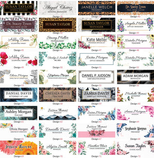 Office Desk Name Plate Personalized | Custom Name Plates for Desks | Flowers Designs On Clear Acrylic Glass | Office Desk Decor