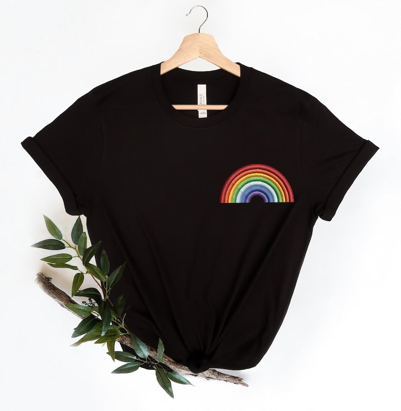 Rainbow Pride Embroidery Design Shirt , Pride Shirt, LGBTQ+ Shirt, Embroidery Pride Celebration Shirt, Embroidery Style Pride T, Colorful T
