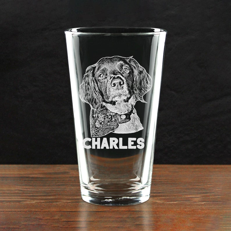 Custom Engraved Pint Glass with Your Dog's Photo - Personalized Gift for Pet Owners