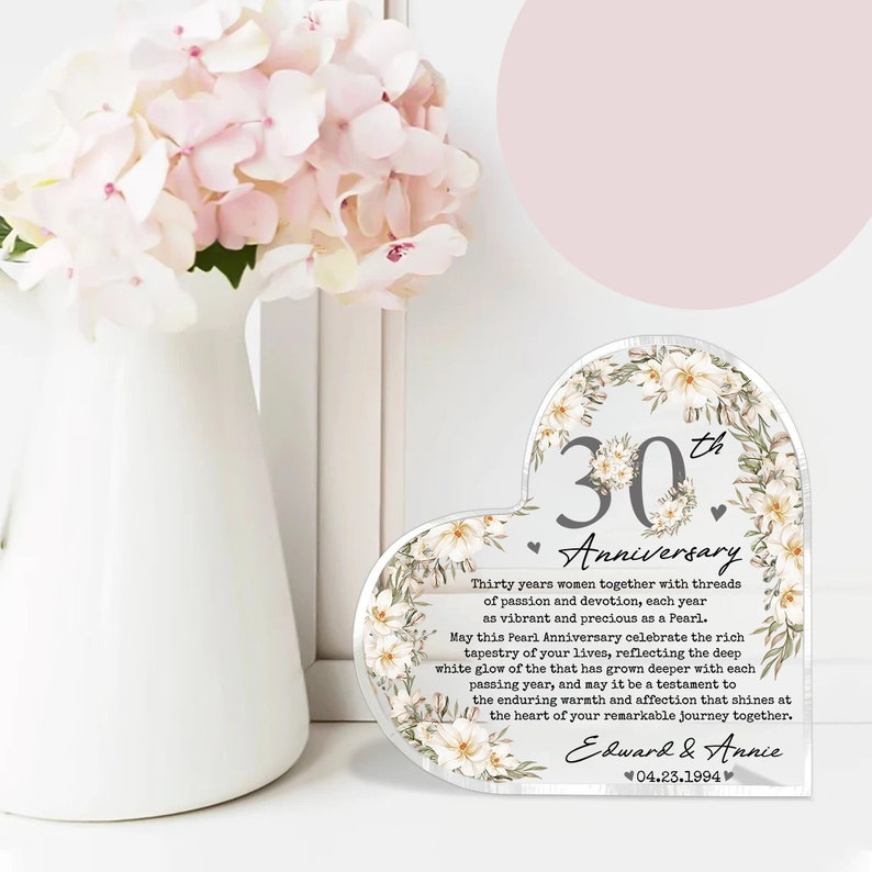 Personalized 30th Wedding Anniversary Gift Acrylic Plaque, 30th Wedding Gift For Parents, Anniversary Gift, Husband Gift, Wedding Keepsake