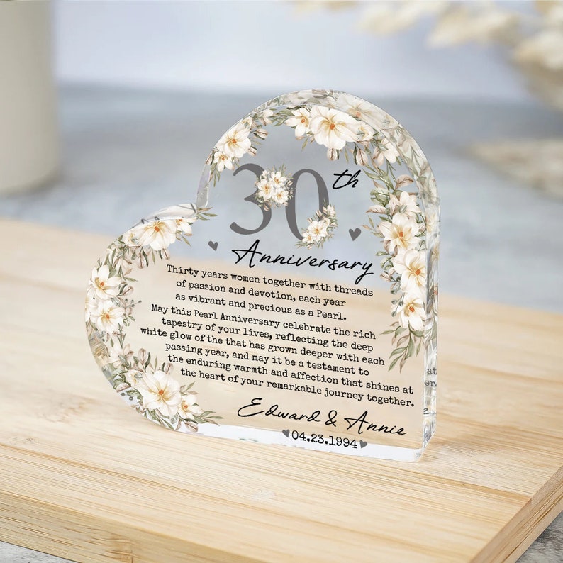 Personalized 30th Wedding Anniversary Gift Acrylic Plaque, 30th Wedding Gift For Parents, Anniversary Gift, Husband Gift, Wedding Keepsake