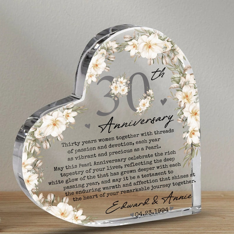 Personalized 30th Wedding Anniversary Gift Acrylic Plaque, 30th Wedding Gift For Parents, Anniversary Gift, Husband Gift, Wedding Keepsake