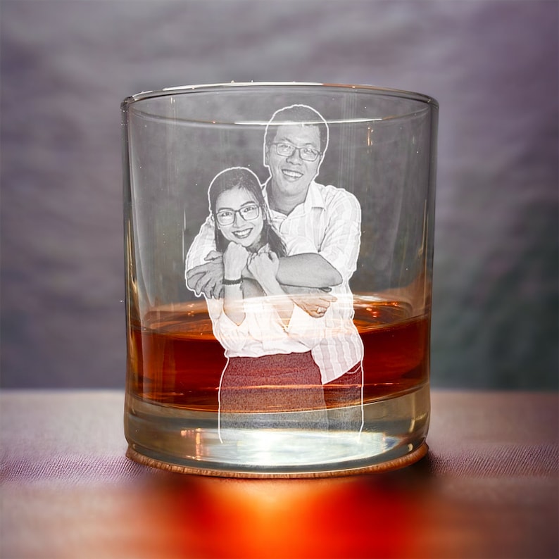 Engraved Photo Glass - Rocks Glass - Personalized Glass with your Photo, Photo Whiskey Glass, Etched Whiskey, Amazing Personalized Gift