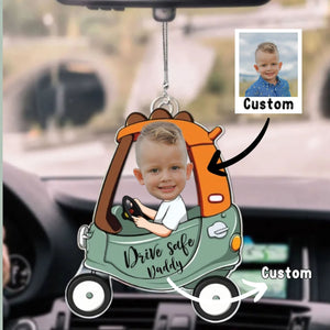 Personalized Car Photo Ornament - Drive Safe Daddy / Mommy - Photo Custom Ornament, Gift For Dad, New Dad, New Mom, New Grandpa, New GrandMa