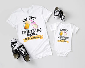 Custom Our First Father's Day Shirts, Fathers Day Matching Shirts, Personalized Name, Father's Day Gift, Beer, Daddy And Me Shirts