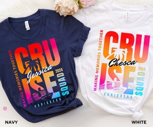 Personalized Cruise Squad 2024 Shirt Caribbean Cruise Matching Shirts Family Cruise Crew Custom Name Tshirts Group Dad Mom Kids Bodysuit