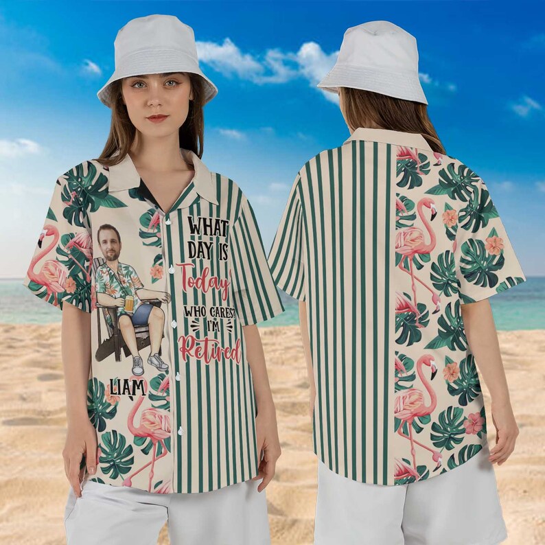 Custom Face Retired Dad Hawaiian Shirt Custom Shirt Personalized Photo Gift for Retired Grandpa Father's Day Gift Summer Aloha Shirt