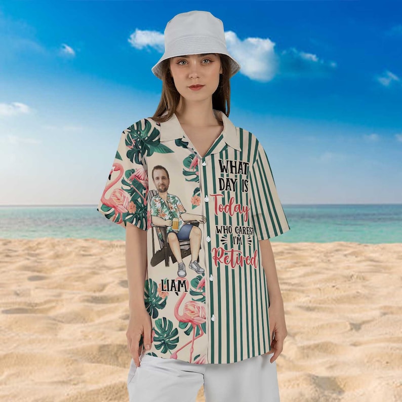 Custom Face Retired Dad Hawaiian Shirt Custom Shirt Personalized Photo Gift for Retired Grandpa Father's Day Gift Summer Aloha Shirt