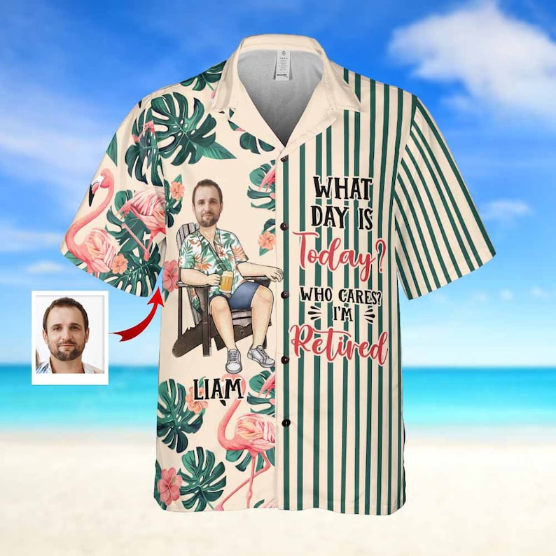 Custom Face Retired Dad Hawaiian Shirt Custom Shirt Personalized Photo Gift for Retired Grandpa Father's Day Gift Summer Aloha Shirt
