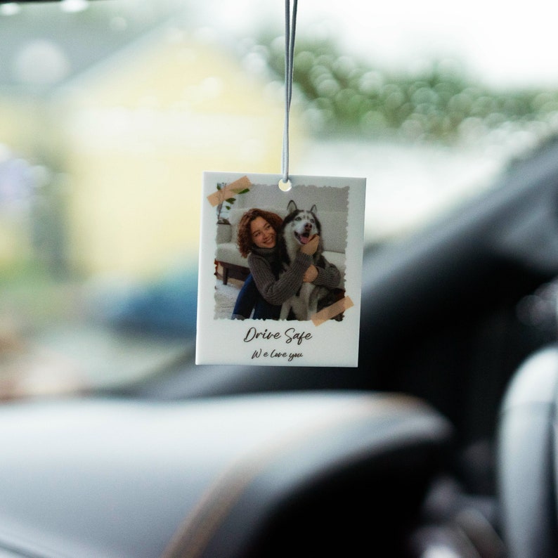 Personalized Photo Car Ornament Scrap Book Quirky Hanging Car Polaroid Any Image Driving Test Pass Gift Idea First Car Charm Gift