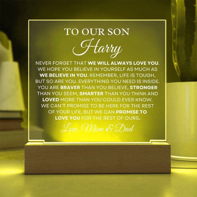 Our Son Gift - We Will Always Love You Personalized Custom Acrylic Square Plaque, Sentimental Gift, Heartfelt Gift, Keepsake Gift