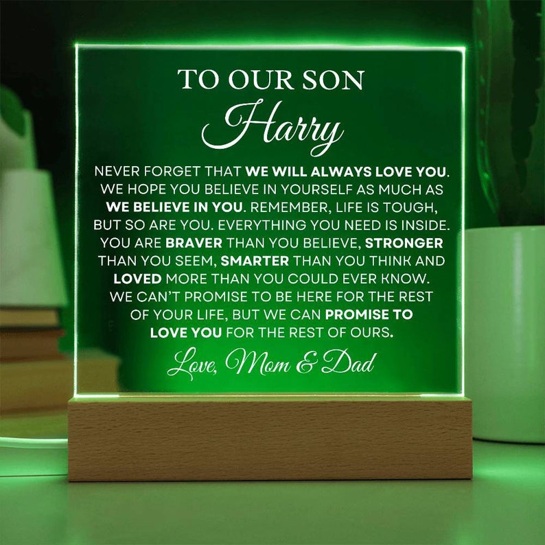 Our Son Gift - We Will Always Love You Personalized Custom Acrylic Square Plaque, Sentimental Gift, Heartfelt Gift, Keepsake Gift
