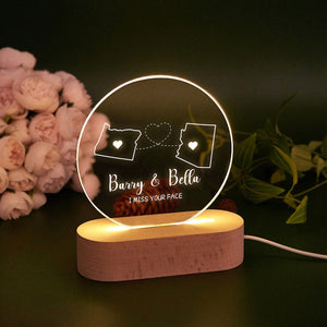 Custom Two Map Night Light, Always Under The Same Sky, Long Distance Relationship Lamp, Going Away Gift, Couple Gift Valentine's Day Gifts