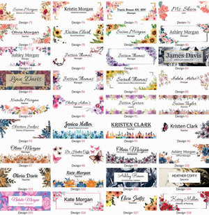 Office Desk Name Plate Personalized | Custom Name Plates for Desks | Flowers Designs On Clear Acrylic Glass | Office Desk Decor