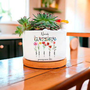 Personalized Birth Month Ceramic Flower Pot, Unique Mother's Day Gift for Her, Gift for Grandma, Mom, Wife, Indoor/Outdoor Potter Plant Pot