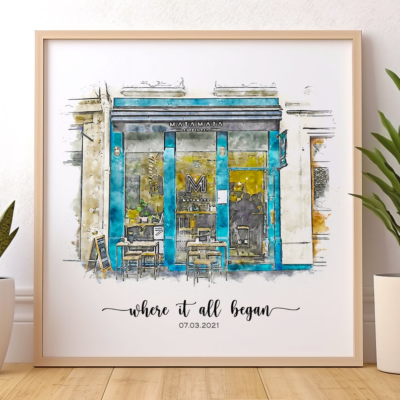 Where We Met,Where It All Began,Custom house portrait wood sign,Our First Date,Engagement Gift,Anniversary Gift,Where He Proposed,One year anniversary