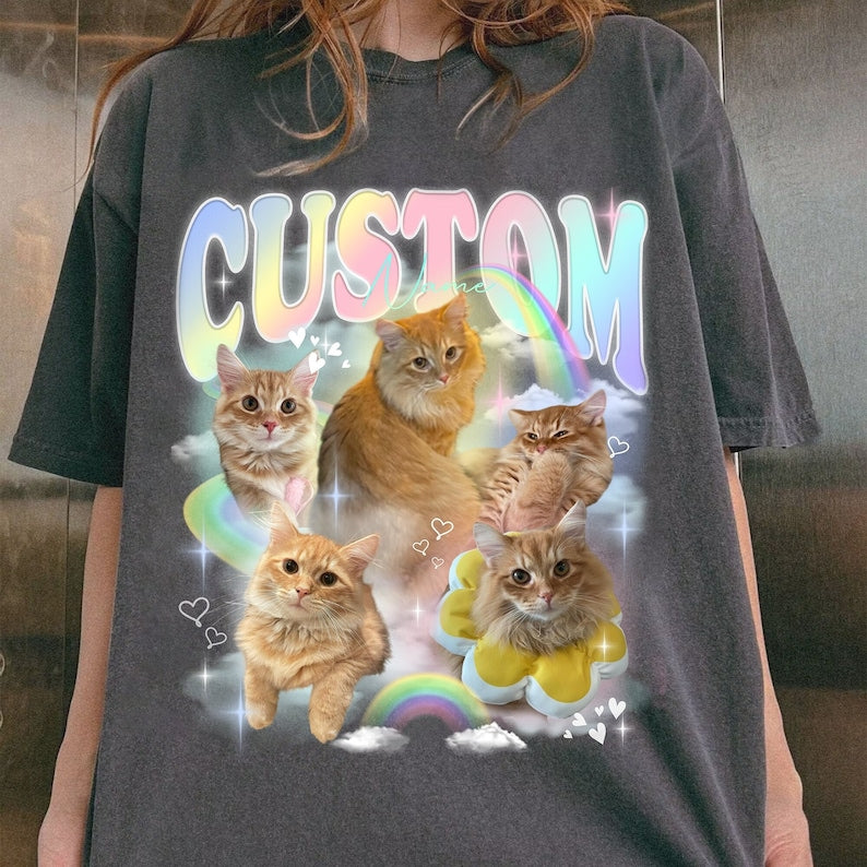 Custom Your Pet Rainbow Comfort Colors Shirt, Add Your Pet Photo, Custom Pet Name, Your Own Shirt, Dog Cat Lovers, Funny Personalized Gift
