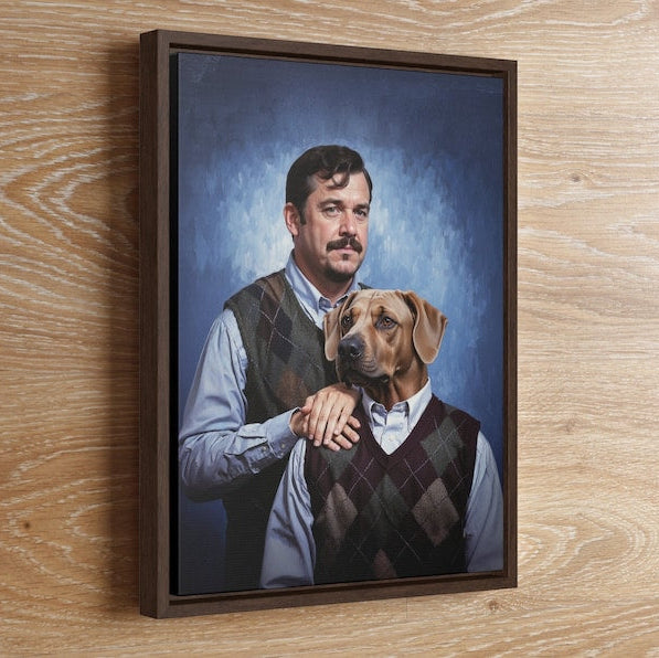 Pet Portrait, Human and pet custom portrait, Birthday Gift Idea, Funny Dog Portrait, Gift For Him, Dog Portrait, Man Cave, Gift for husband