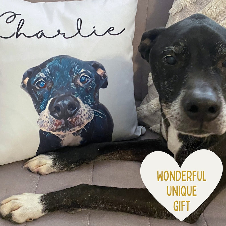 Custom Pet Pillow with Photo Name, Custom Dog Pillow, Personalized Dog Pillow, Custom Cat Pillow, Pet Memorial, Pet Loss Gift, Dog Lovers