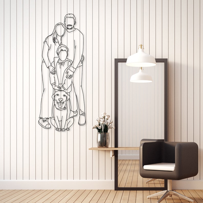 Custom Family Portrait Metal Wall Art, Personalized Family Artwork Metal Line Art, Custom One Line Drawing Art, Couples Portrait Wall Decor