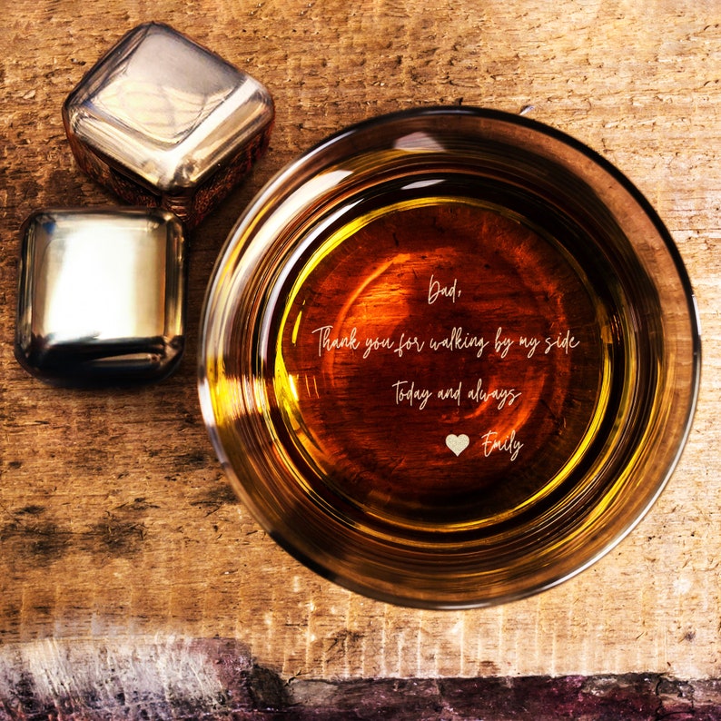 Personalized Gift for Father of the Bride - Custom Wedding Whiskey Glass with Your Handwriting Message