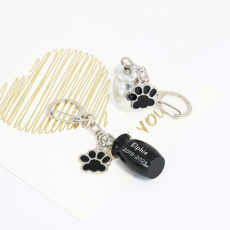 Personalized Pet Urn Keychain,Cremation Urn Keychain,Custom Ashes Keepsake,Urn Memorial Dog Paw Print Keychain,Pet Fur Hair Keepsake