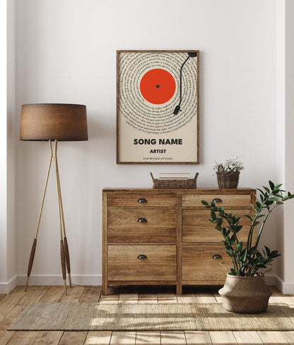 Custom Song Lyrics Print, Personalized Music Canvas, Customizable Music Gift, Vinyl Lyric Canvas, Wedding Anniversary Gift