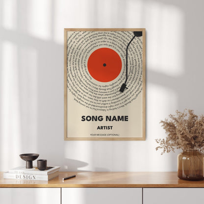 Custom Song Lyrics Print, Personalized Music Canvas, Customizable Music Gift, Vinyl Lyric Canvas, Wedding Anniversary Gift
