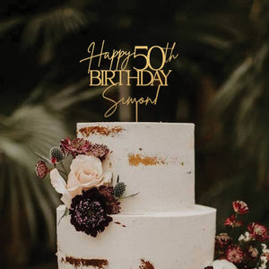 50th Birthday Cake Topper, Happy 50th Birthday Cake Topper, Personalized 50th Anniversary Cake Topper, Custom Cake Toppers for Birthday