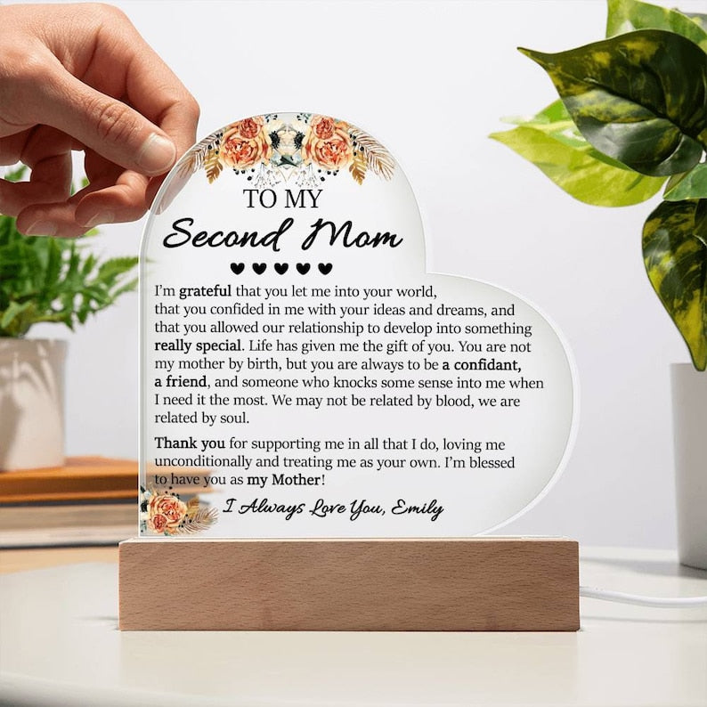 Personalized Plaque For Bonus Mom, Mom Birthday Gift From Daughter, Sentimental Gift For Bonus Mom, To My Second Mom Gift, Mom And Daughter