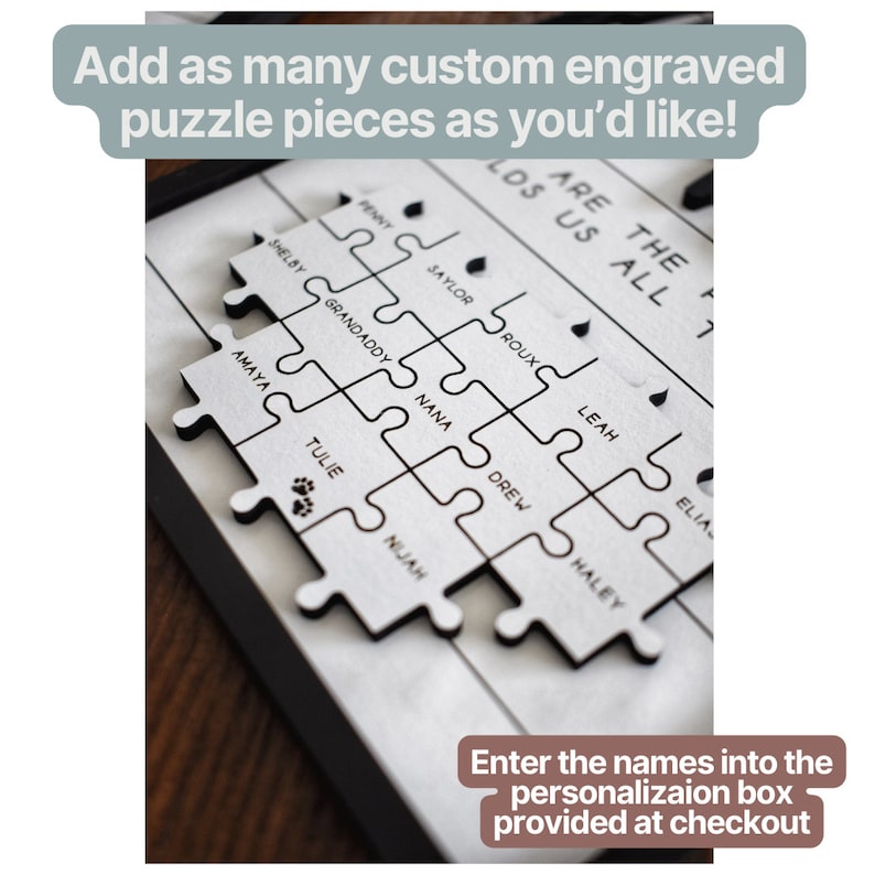 Custom Mothers Day Puzzle Sign for Grandmother | You are the Piece that holds us together | Personalized Heart-felt Gift for Mom and Nana