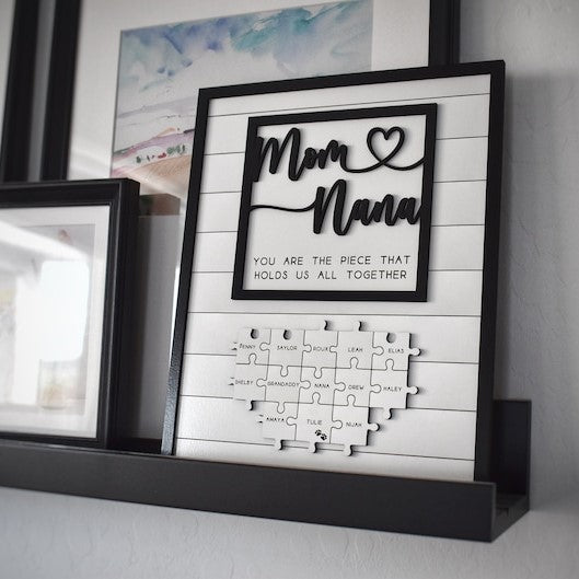 Custom Mothers Day Puzzle Sign for Grandmother | You are the Piece that holds us together | Personalized Heart-felt Gift for Mom and Nana