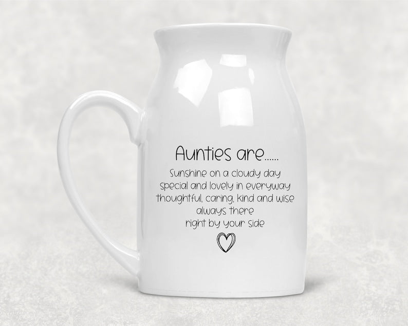 Auntie Ceramic Flower Vase, Special Auntie Gift, Auntie birthday gift, lovely Auntie Gift, Auntie Vase, Vase for Auntie, Aunt Gift,