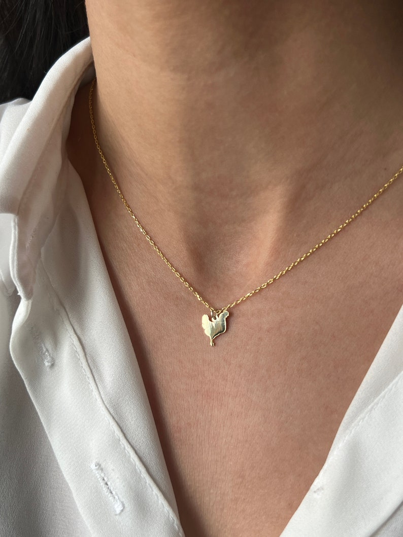 Chicken Necklace Gold Plated Sterling Silver Chook Necklace Chuck Necklace Animal Necklace Unisex Jewelry