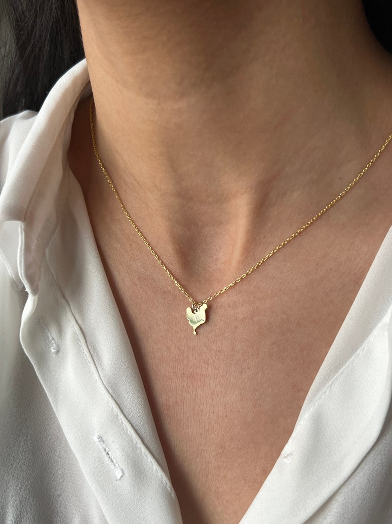 Chicken Necklace Gold Plated Sterling Silver Chook Necklace Chuck Necklace Animal Necklace Unisex Jewelry