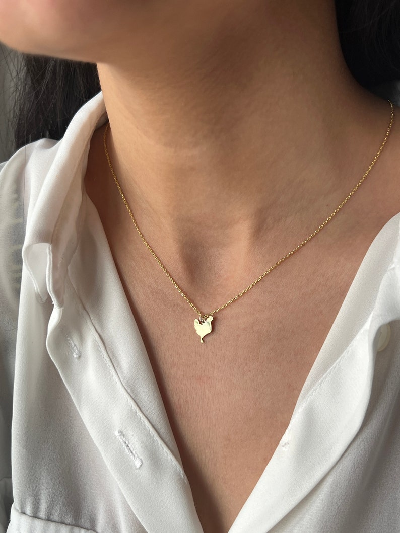 Chicken Necklace Gold Plated Sterling Silver Chook Necklace Chuck Necklace Animal Necklace Unisex Jewelry