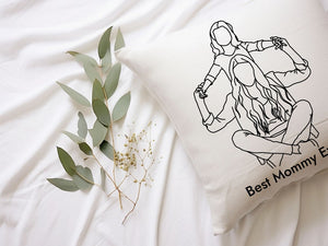 Custom Line Art Pillow: Personalized Family Portrait Pillowcase
