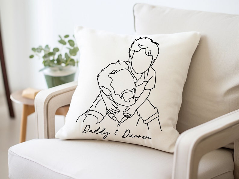 Custom Line Art Pillow: Personalized Family Portrait Pillowcase