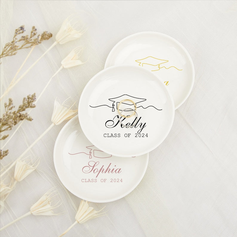 Personalized Graduation Gifts, Graduation Jewelry Dish, Class of 2026, College Graduation, Custom Jewelry Dish, Gifts for Her, Trinket Dish Gift