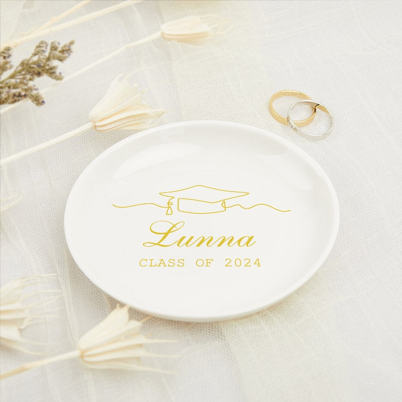Personalized Graduation Gifts, Graduation Jewelry Dish, Class of 2026, College Graduation, Custom Jewelry Dish, Gifts for Her, Trinket Dish Gift