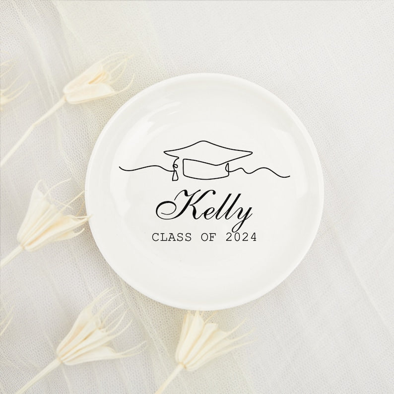 Personalized Graduation Gifts, Graduation Jewelry Dish, Class of 2026, College Graduation, Custom Jewelry Dish, Gifts for Her, Trinket Dish Gift