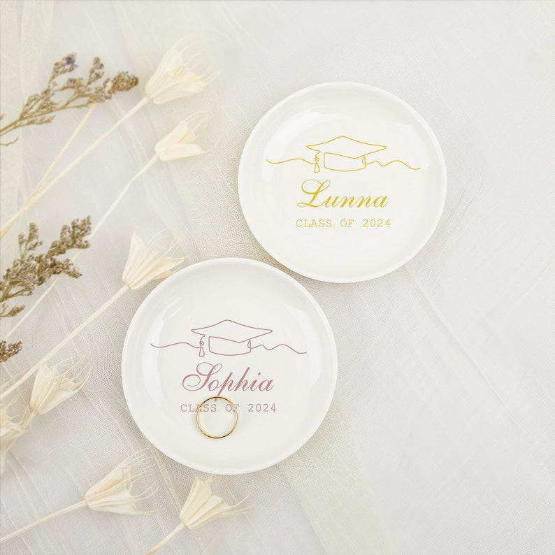 Personalized Graduation Gifts, Graduation Jewelry Dish, Class of 2026, College Graduation, Custom Jewelry Dish, Gifts for Her, Trinket Dish Gift