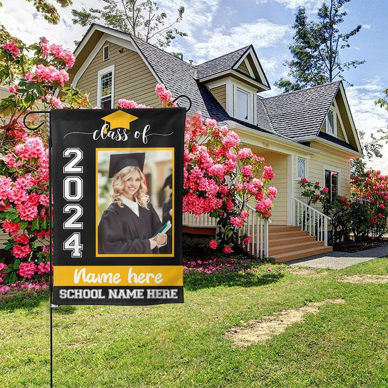 Personalized Senior Graduation Garden Flag 2024 Flags for Her/Him Graduation Photo Garden Flag Custom Class of 2024 Gift with Name