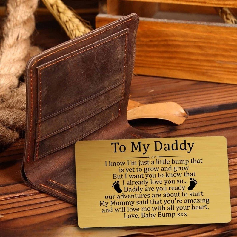 To My Daddy Gift from Bump Wallet Insert Card, Father's Day Gift for Dad To Be from Baby Bump/Pregnancy Gift for Dad/Expecting Dad Gift