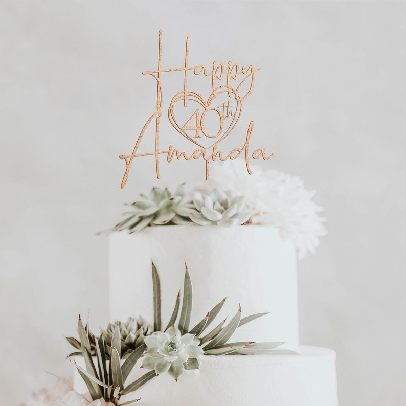 Birthday Cake Topper,Personalized Birthday Cake Topper with Name, 25th 30th 40th Birthday Cake Topper, 50th Anniversary Cake Topper