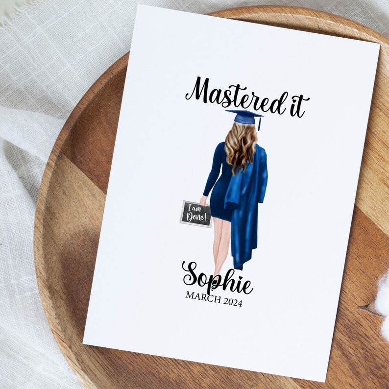 Personalized Master's Degree Graduation Card For Her, Custom Masters Graduation Gift For Daughter, Mastered It Card, Masters Degree Graduate