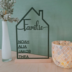 Personalized house with name, wall decoration, housewarming gift, family door sign, topping-out ceremony, Mother's Day, moving