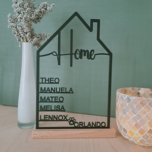 Personalized house with name, wall decoration, housewarming gift, family door sign, topping-out ceremony, Mother's Day, moving
