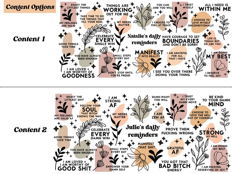 Custom Name Boho Daily Reminders Iced Coffee Cup, Mental Health Gift, , Gift For Her, Anxiety Relief, Birthday Gift, Motivation Can Glass.